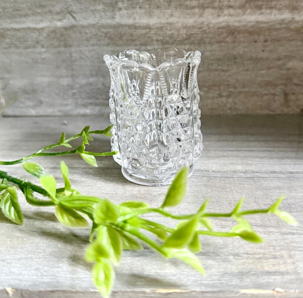 Antique EAPG Button Panel Toothpick Holder | Duncan & Sons Pressed Glass